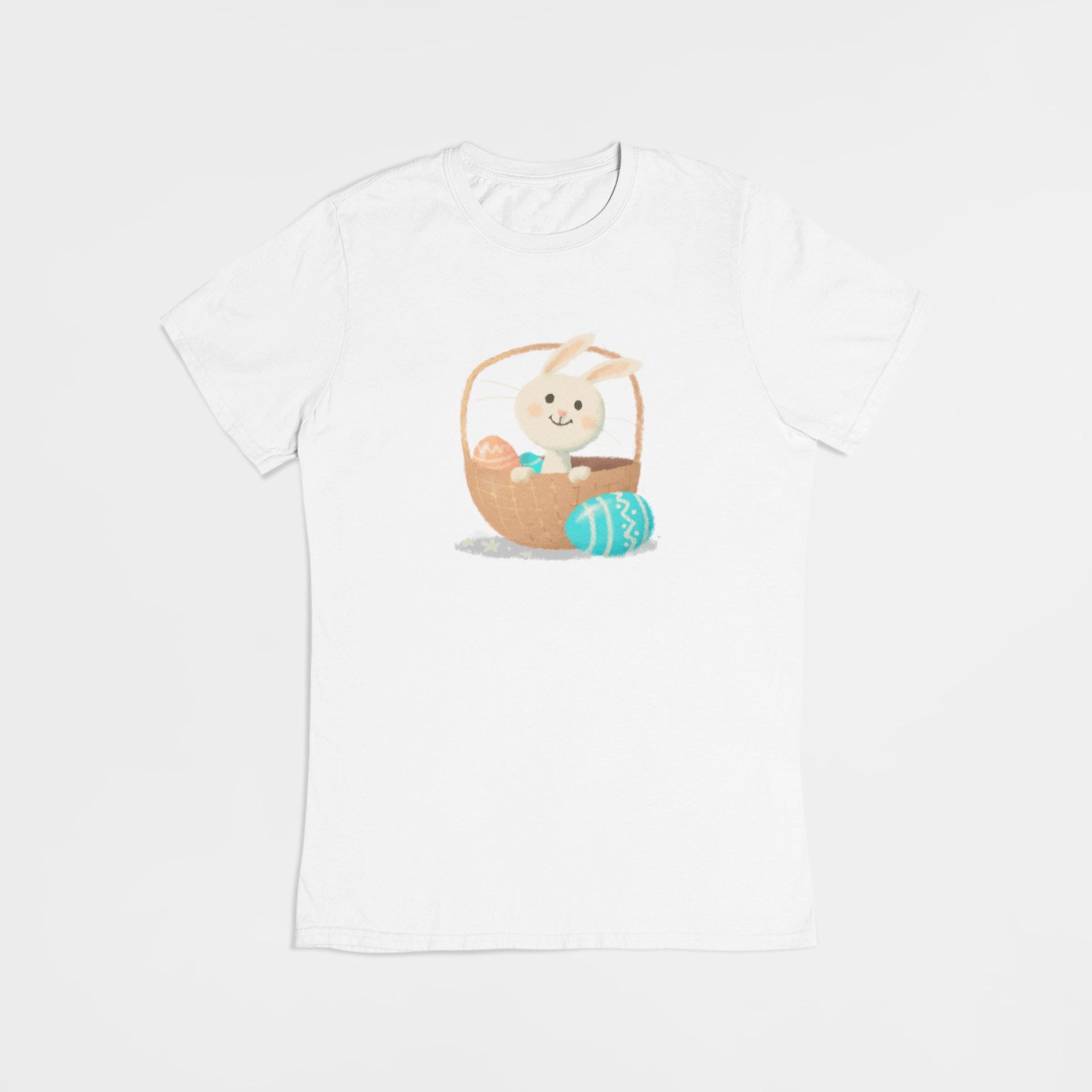 Påskehare i påskekurv hvid T-shirt