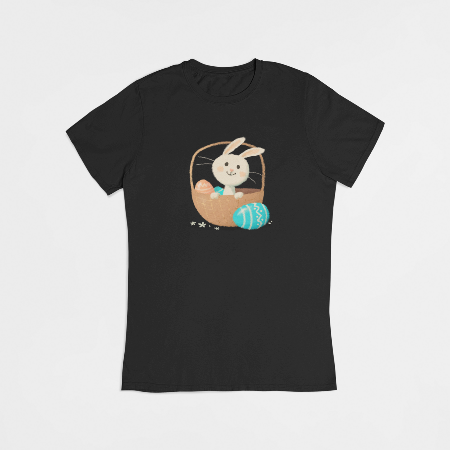 Påskehare i påskekurv sort T-shirt