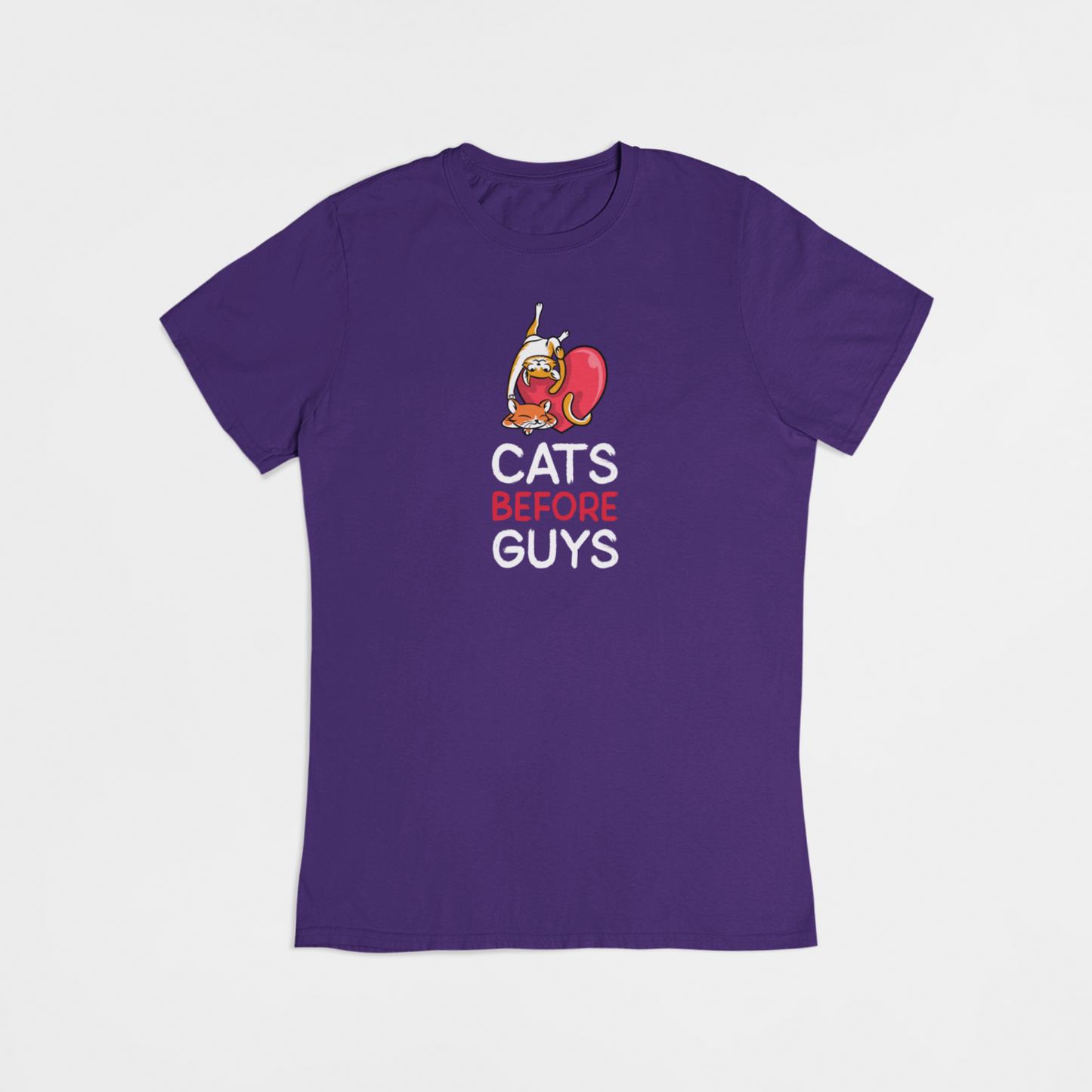 Cats Before Guys - T-shirt - Coolshirts.dk