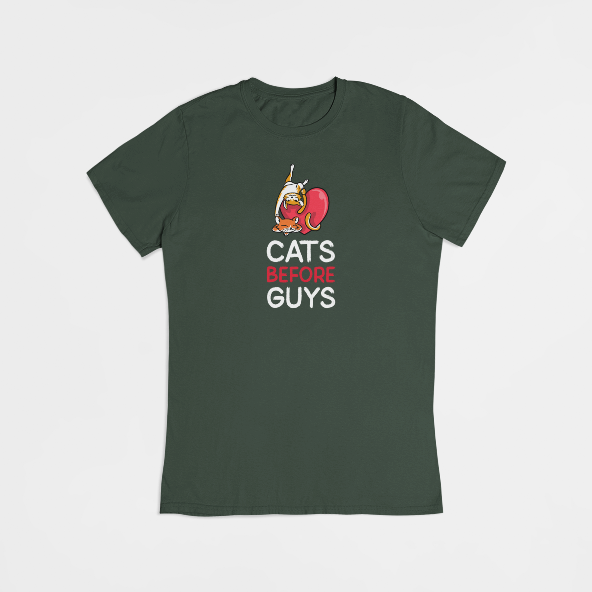 Cats Before Guys - T-shirt - Coolshirts.dk