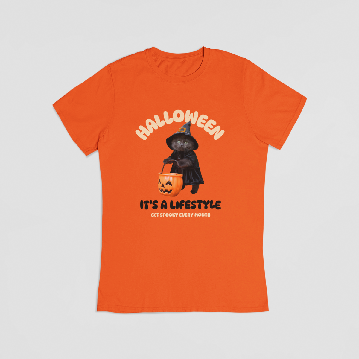 Halloween Kat – T-shirt orange