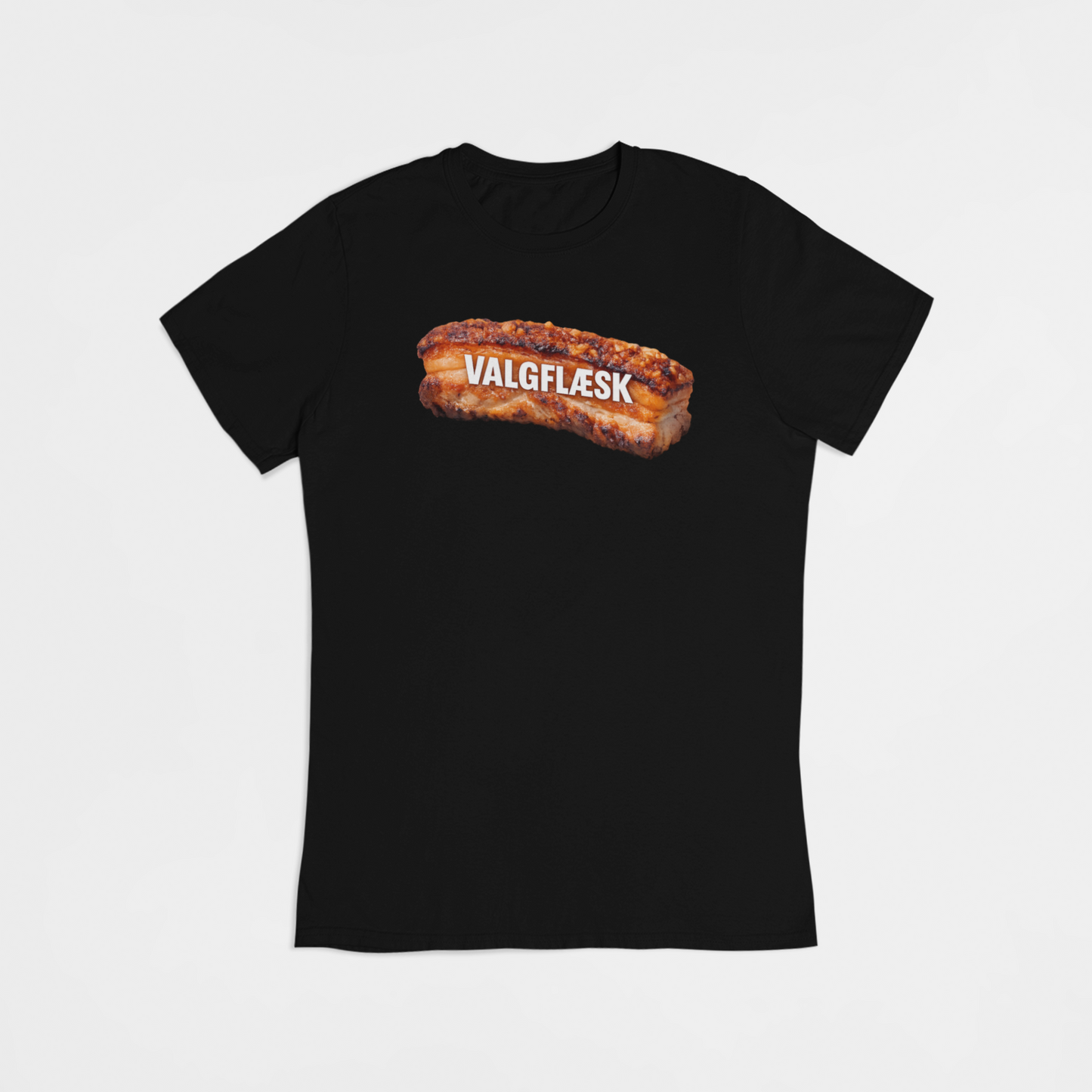Sort T-shirt med flæsk – “Valgflæsk” | Valg 2026