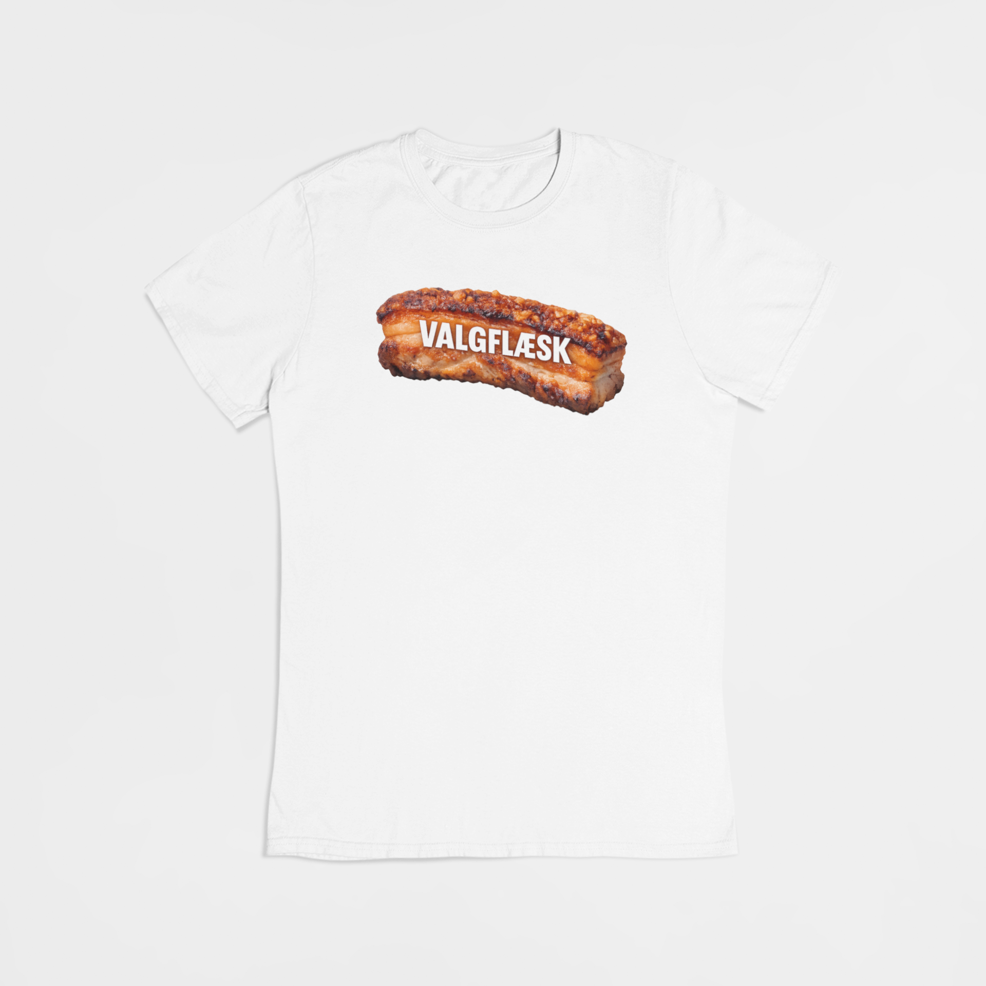hvid T-shirt med flæsk – “Valgflæsk” | Valg 2026