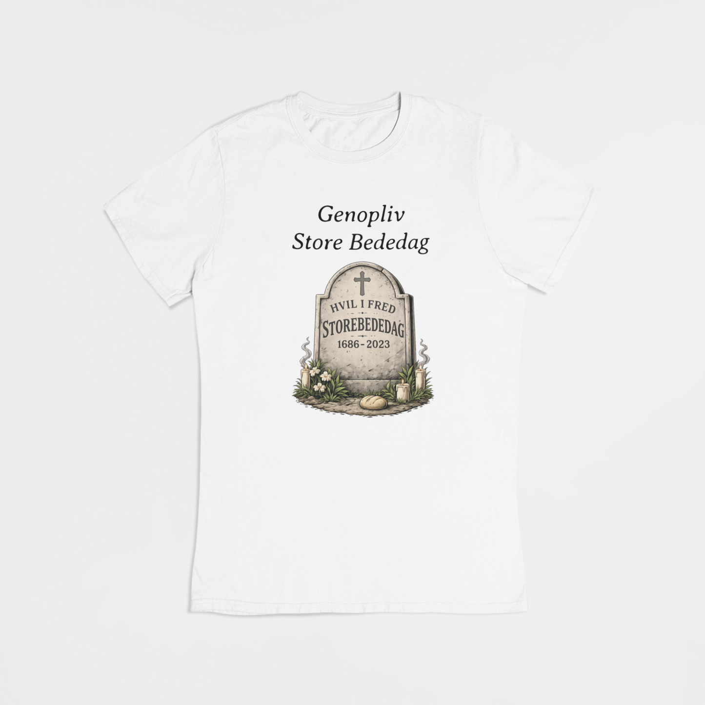 Genopliv Store bededag 1686-2023 hvid T-shirt