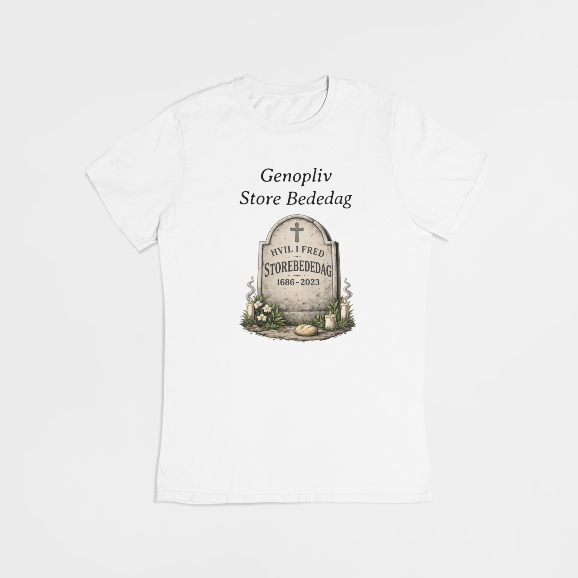 Genopliv Store bededag 1686-2023 hvid T-shirt