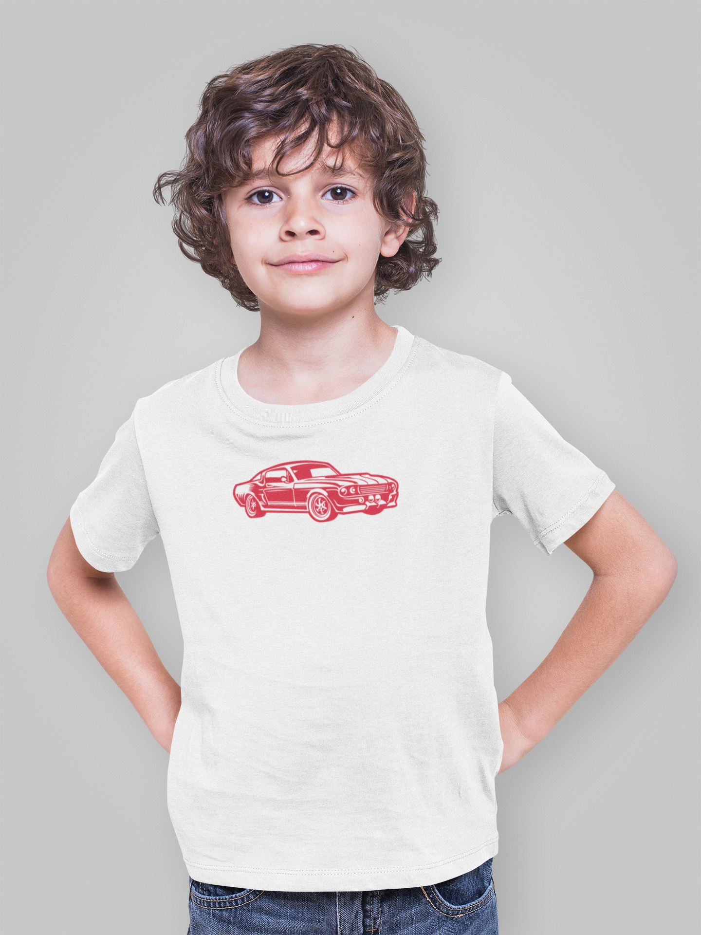 Rød Vintage Mustang bil - T-shirt - Coolshirts.dk
