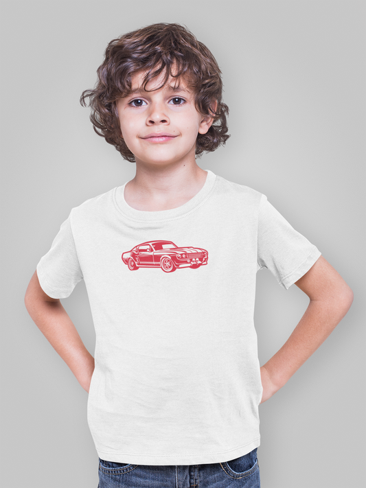 Rød Vintage Mustang bil - T-shirt - Coolshirts.dk